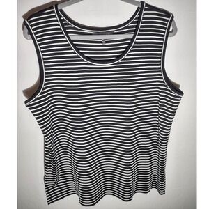 MING‎ WANG Women's Black White Striped Tank Top Knit XL